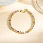 Elegant Multicolor Gemstone Gold Plated Tennis Bracelet