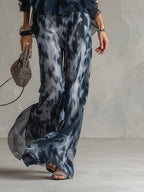 Sofia Conjunto de top con cuello halter y pantalones estampados de pierna ancha