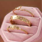 Set de anillos apilables vintage de media luna con circonitas incrustadas