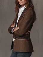 Alessia - Women's Herringbone Printed Panel Blazer