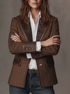 Alessia - Women's Herringbone Printed Panel Blazer
