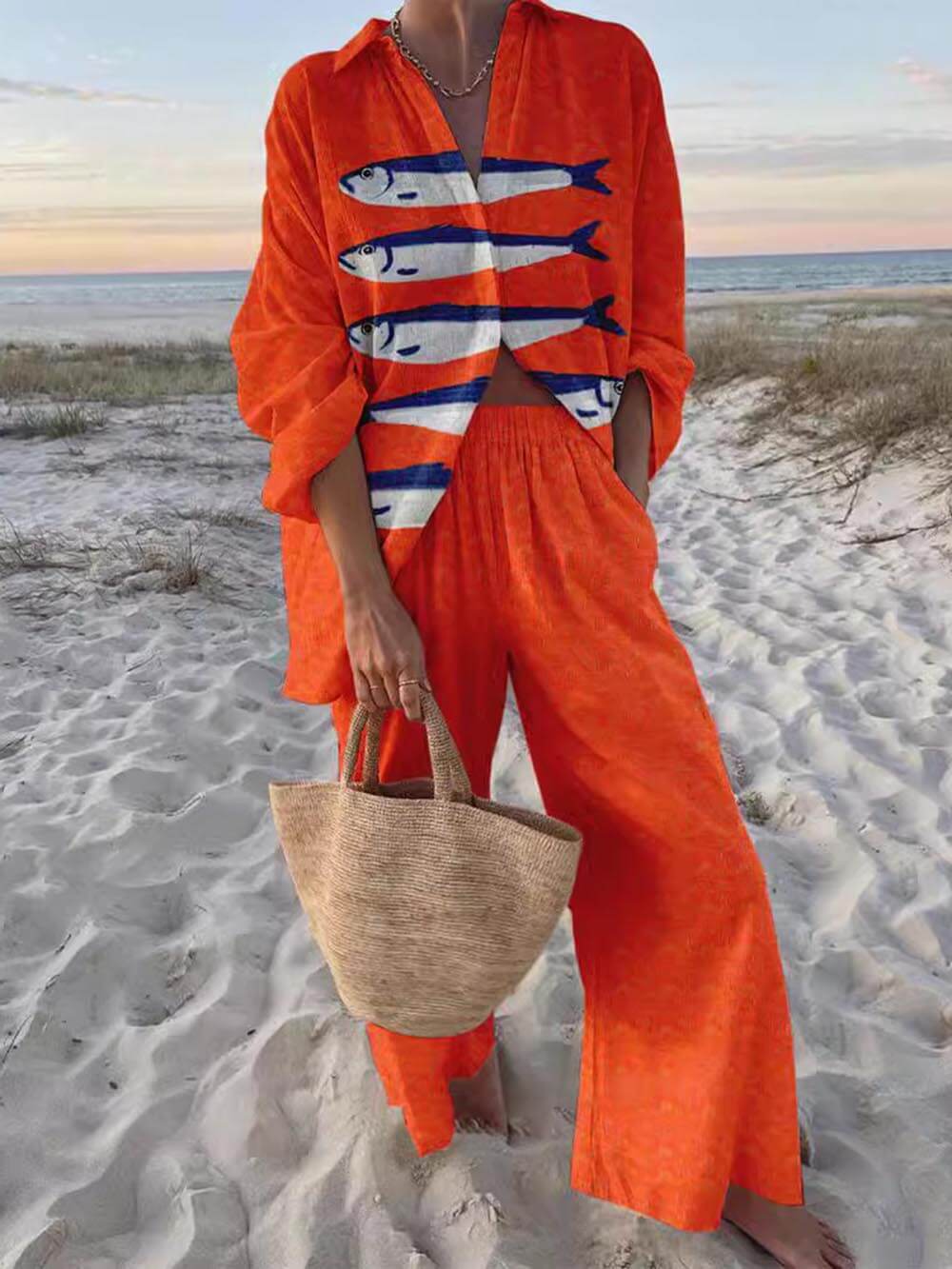 Conjunto de camisa oversized e calças de perna larga Sofia