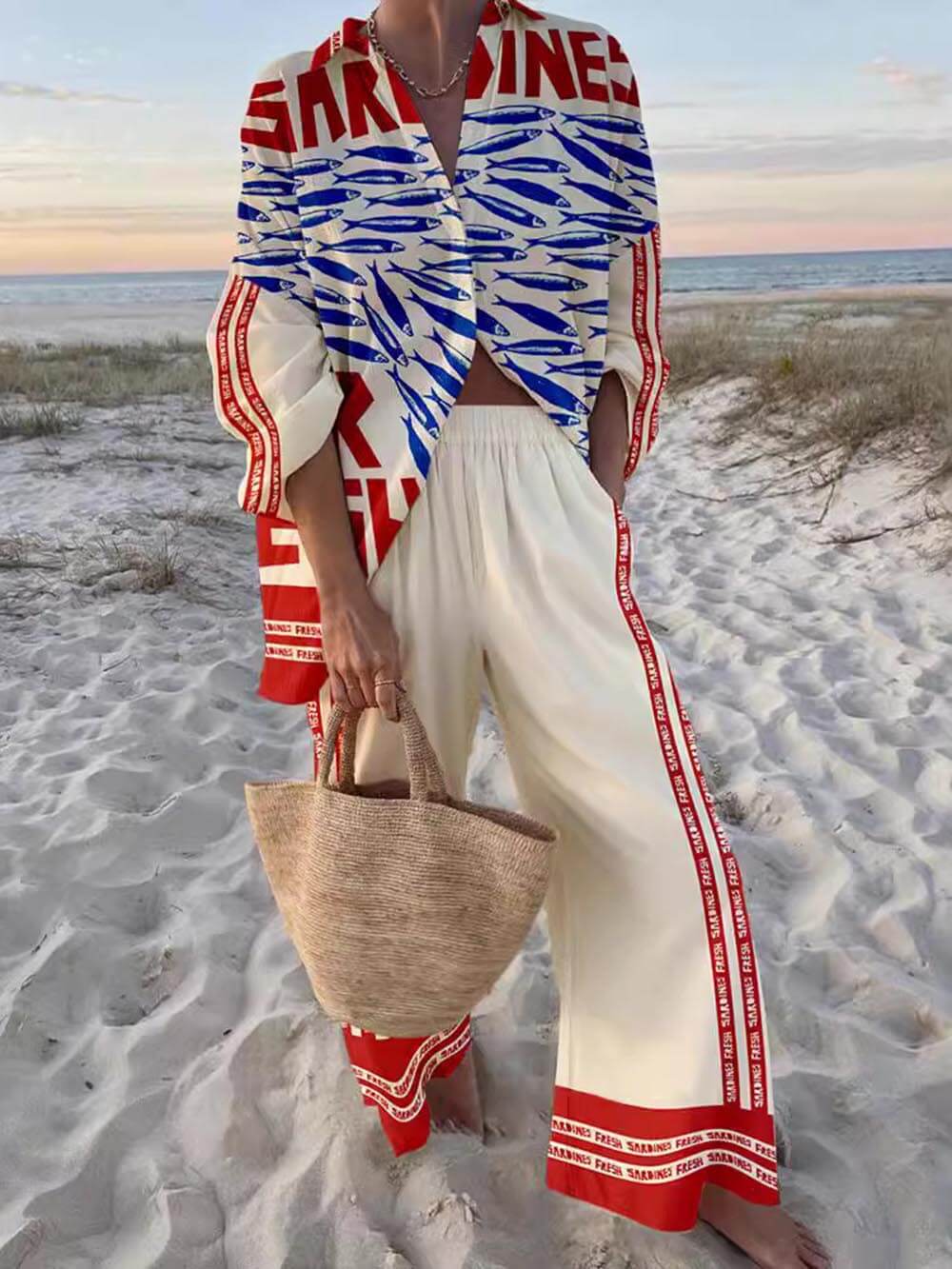 Conjunto de camisa oversized e calças de perna larga Sofia
