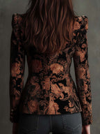 Kara - Women’s Black And Bronze Floral Print Tailored Blazer
