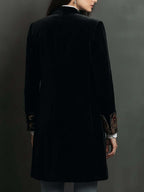 Alana - Women's Black Baroque Print Lapel Slim Fit Blazer