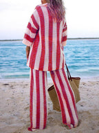 Conjunto de camisa a rayas y pantalones de pierna ancha Sienna