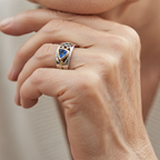 Anillo vintage de cristal azul