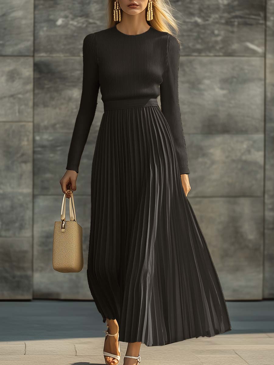 Charlotte ribbed knit top and pleated midi skirt set by Bennett and Lowe, featuring a stylish coordinated maxi dress look.