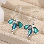 Artisan Teal Glass Floral Drop Earrings
