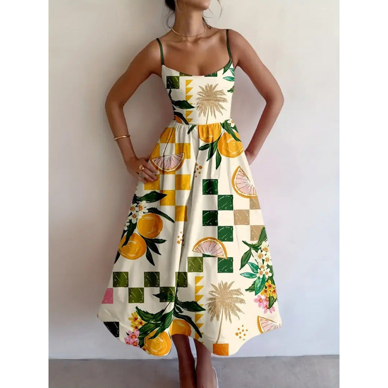 Elowen | Vestido midi Palmeira cítrica