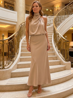 Nopal | Vestido midi drapeado sin mangas
