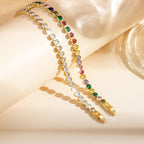 Elegant Multicolor Gemstone Gold Plated Tennis Bracelet