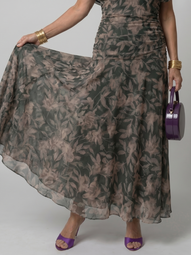 Calen | Vestido fluido midi ombro a ombro