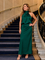 Nopal | Vestido midi drapeado sin mangas