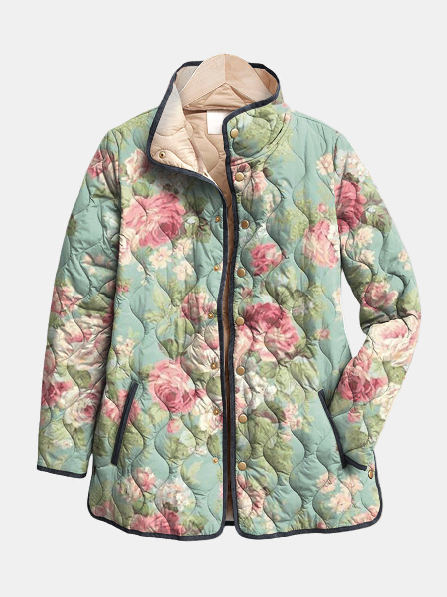 Carys | Casaco acolchoado retro com padrão floral
