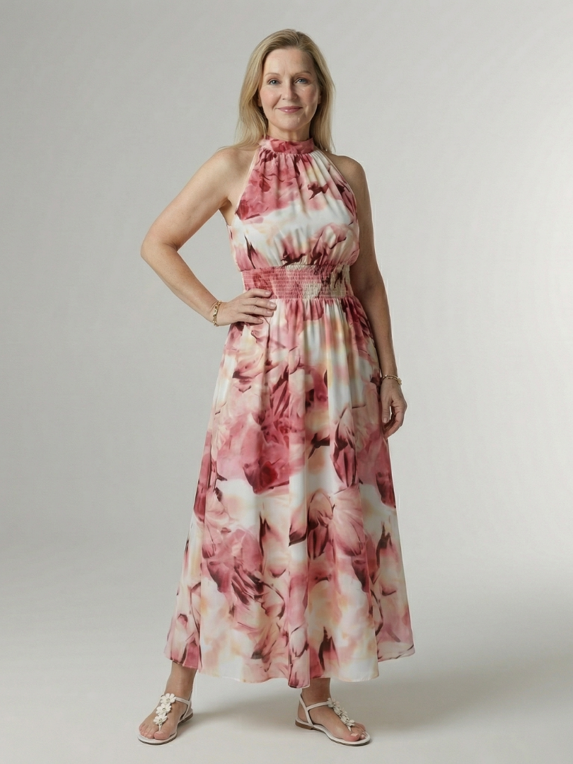 Sylin | Vestido midi halter fruncido