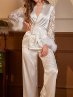 Lunaria | Conjunto de pijama mullido con ribete de encaje