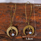 Vintage Bohemian Style Distressed Moon Shaped Design Dangle Earrings
