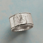 Vintage Handcrafted Silver Plated Wide Band Heart Spinner Ring