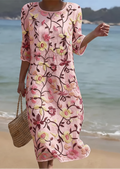 Rebecca em cor-de-rosa | Vestido feminino com padrão floral