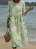 Gwen | Vestido midi com estampa de plantas e flores