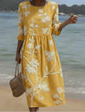 Yassy | vestido midi con estampado de plantas y flores