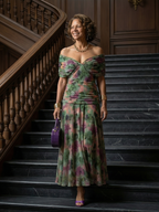 Calen | Vestidos midi fluidos com ombros descobertos