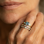 Set de anillos vintage de cristal azul