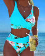 Jolina - Conjunto de bikini cruzado con estampado floral