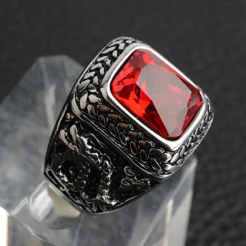 Anillo de sello turco rojo vintage