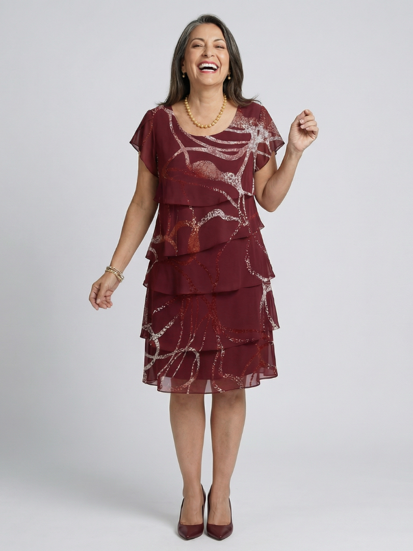Alani | Composed Abstract Knee Length Dress