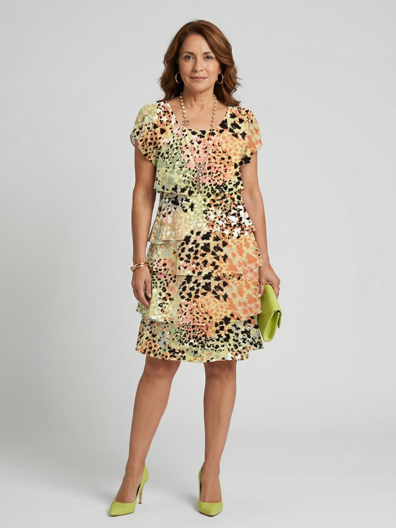 Nohea | Vestido pelo joelho com padrão abstrato estruturado