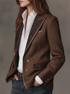 Alessia - Women's Herringbone Printed Panel Blazer