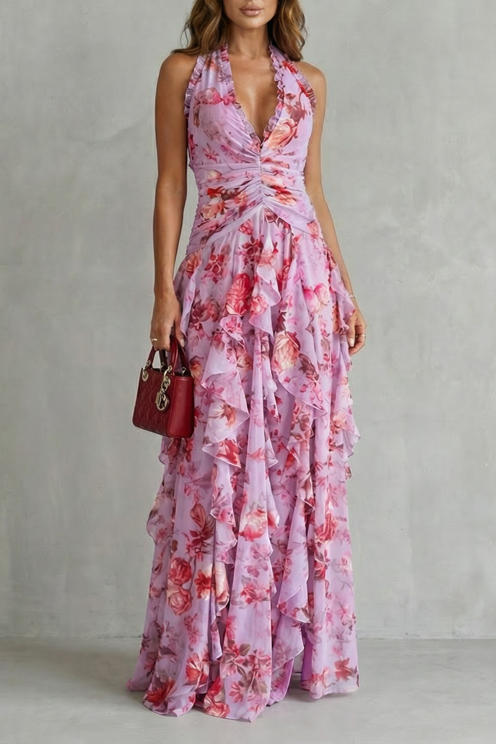Bella | Vestido longo com gola halter