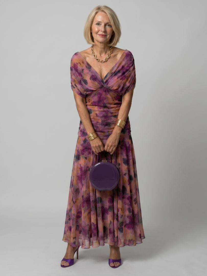 Calen | Vestido fluido midi ombro a ombro