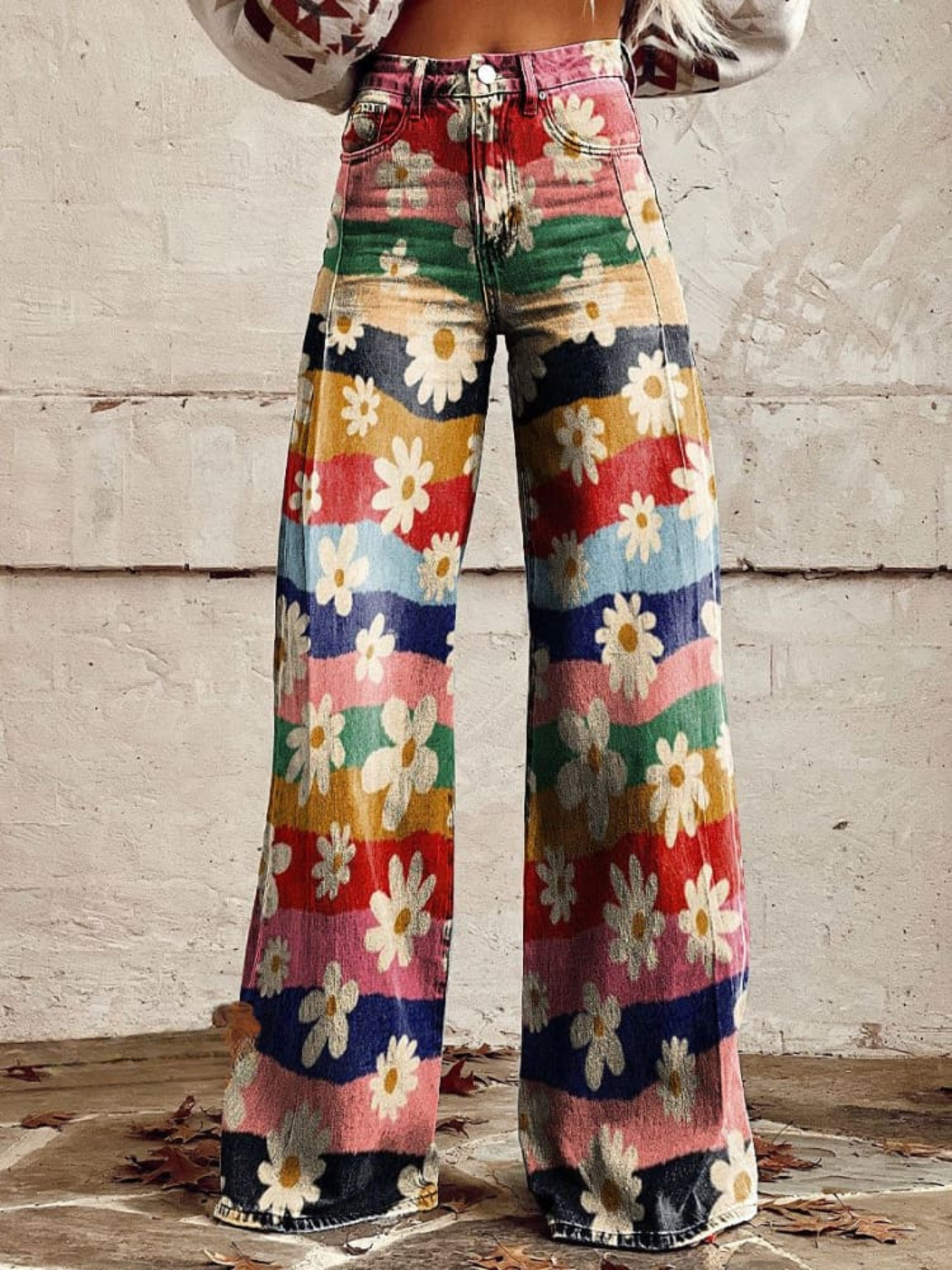 Léon - Calça elegante com estampa floral