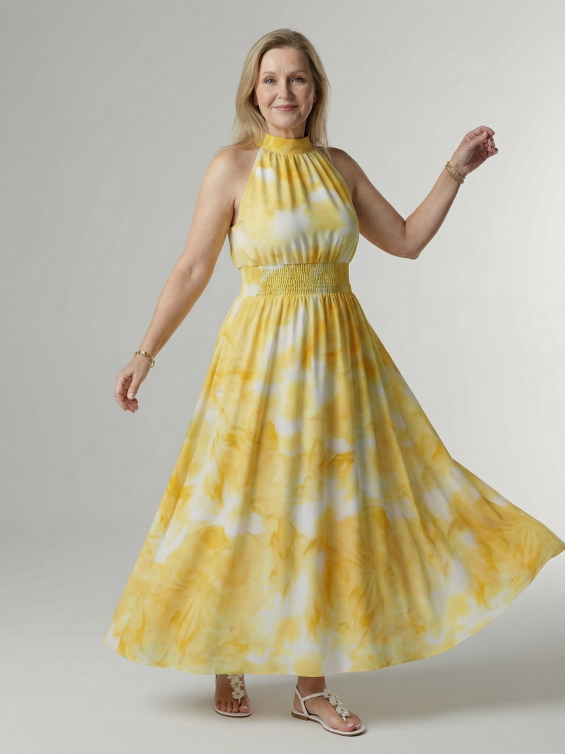 Sylin | Vestido midi halter fruncido