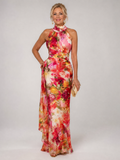 Elisabetta | Vestido largo con cuello halter y estampado floral