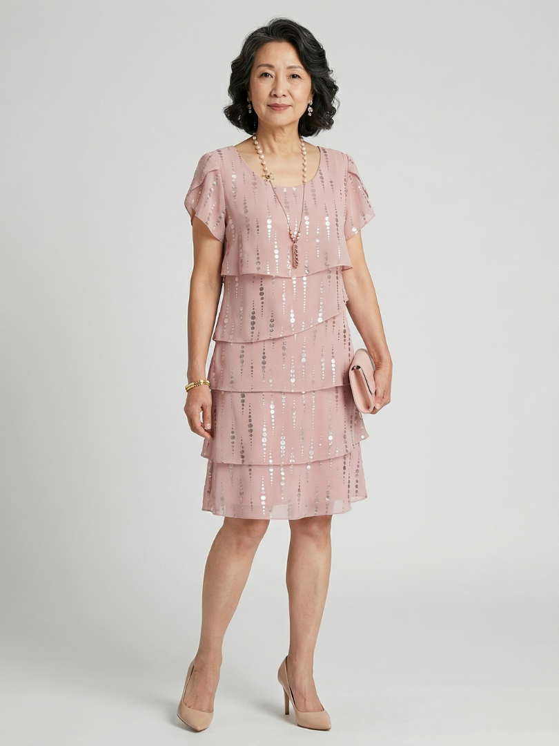 Makena | Vestido hasta la rodilla con líneas de lunares elegantes