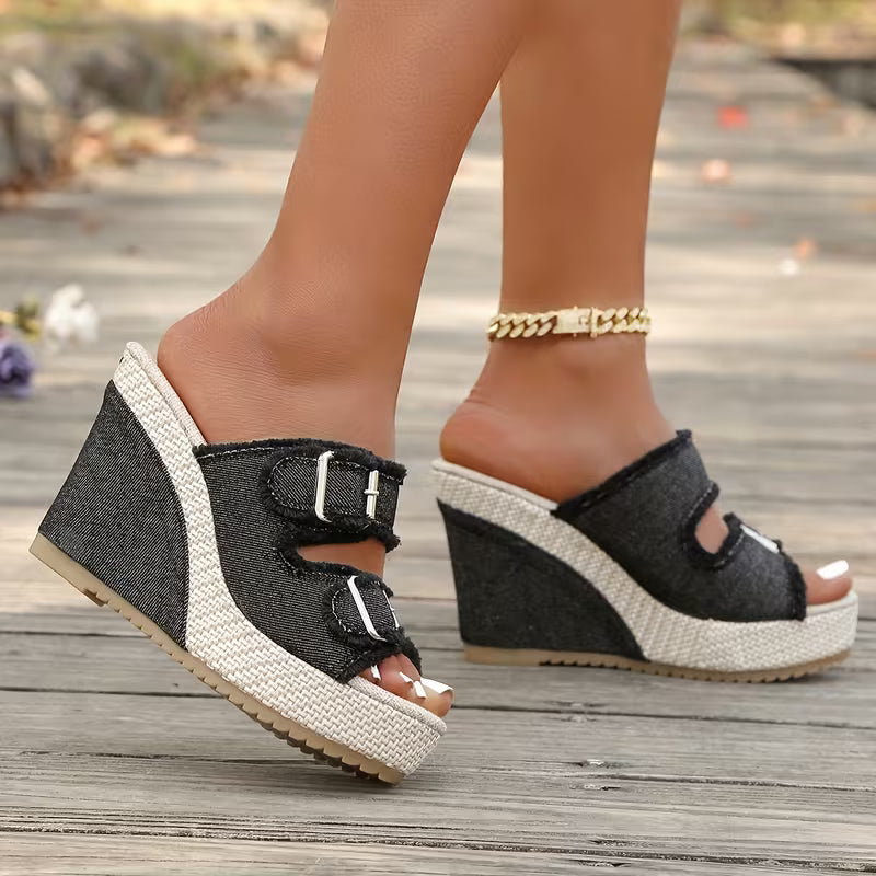Atelier | Sandalias de cuña con bordes deshilachados