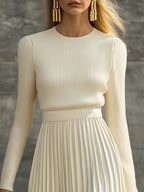 Charlotte ribbed knit top and pleated midi skirt set by Bennett and Lowe, stylish maxi dress ensemble with textured fabric.