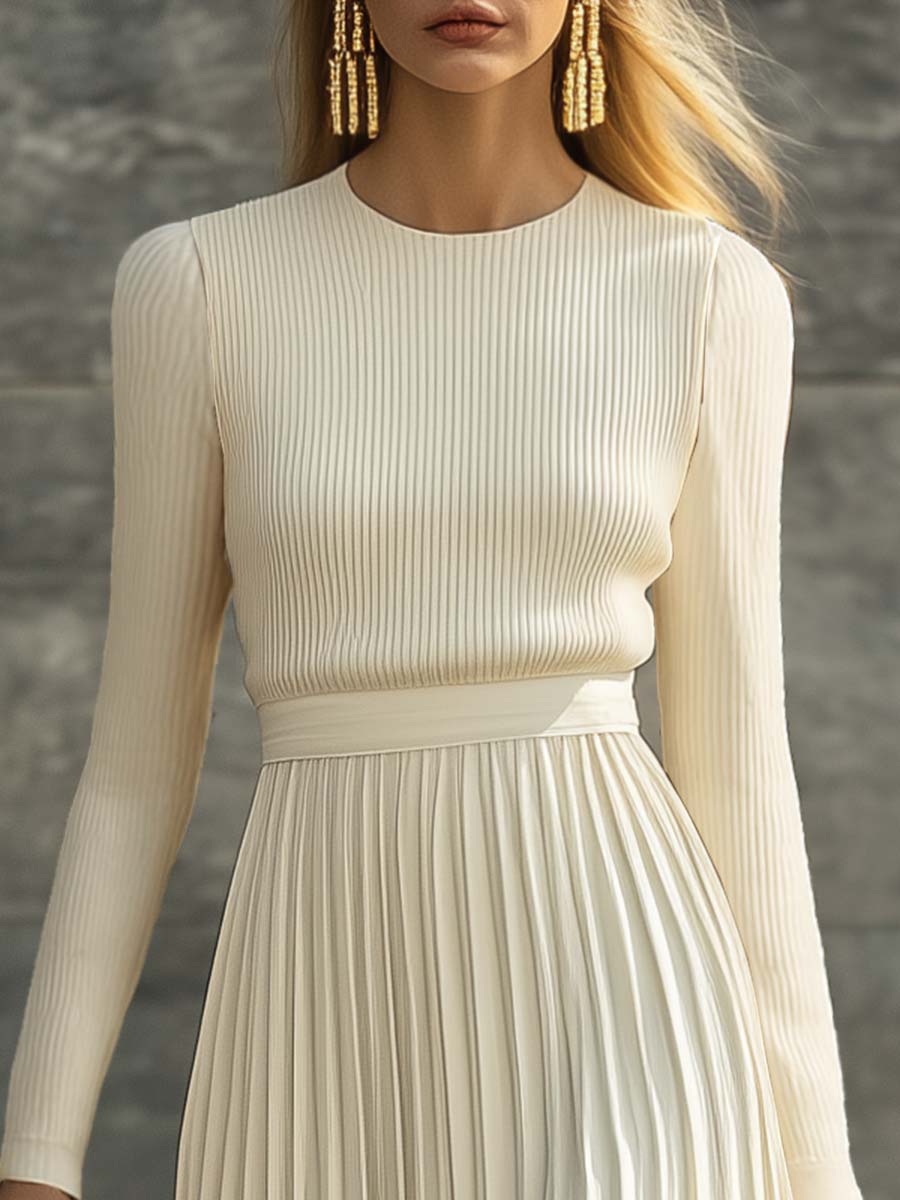Charlotte ribbed knit top and pleated midi skirt set by Bennett and Lowe, stylish maxi dress ensemble with textured fabric.