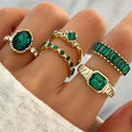 Conjunto de anéis esmeralda requintados Zarina | dourado