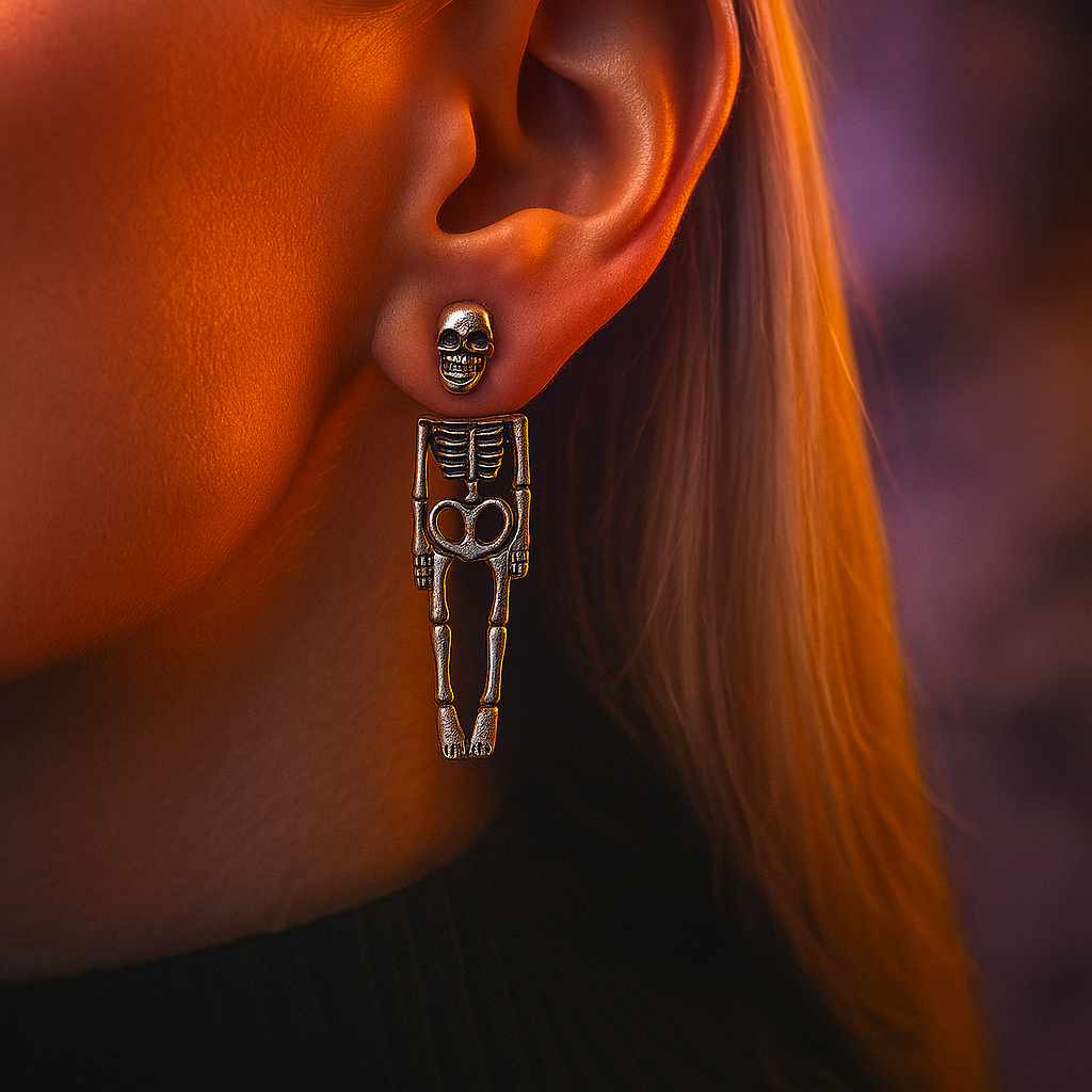 Dangly skeleton earrings with silver finish – Parker & Stone