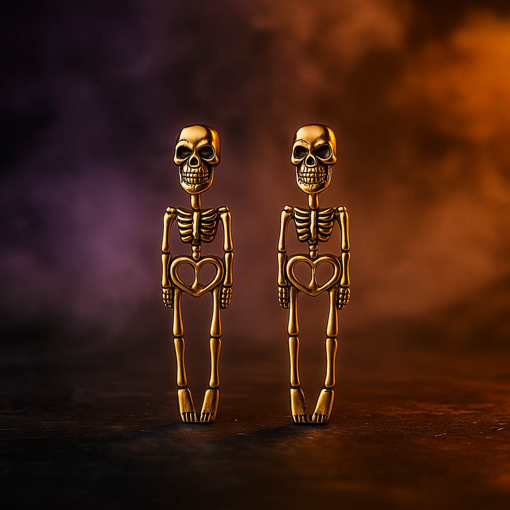 Dangly skeleton earrings with gold finish – Parker & Stone