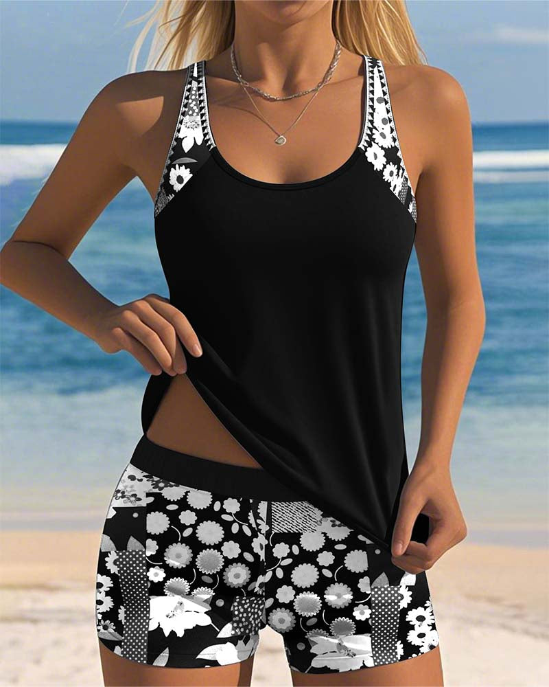 Sabrina | Cómodo traje de baño floral de dos piezas para la playa