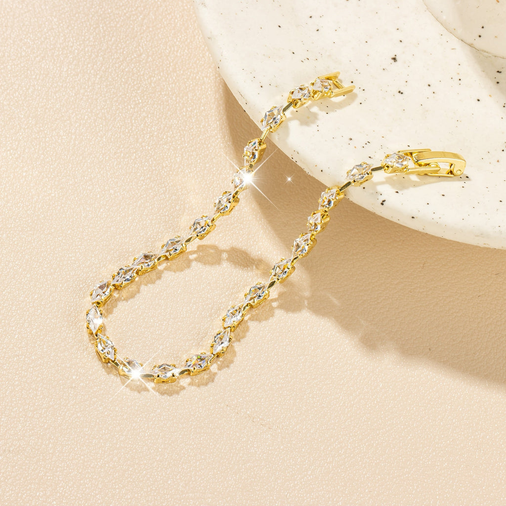 Elegant Zirconia Diamond Gold Plated Tennis Bracelet