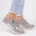 Camille | Women Contoured Zip Sneakers With Shimmer Mesh