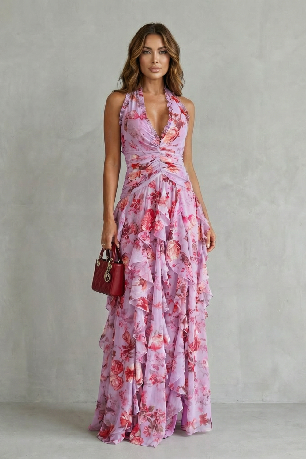Bella | Vestido longo com gola halter