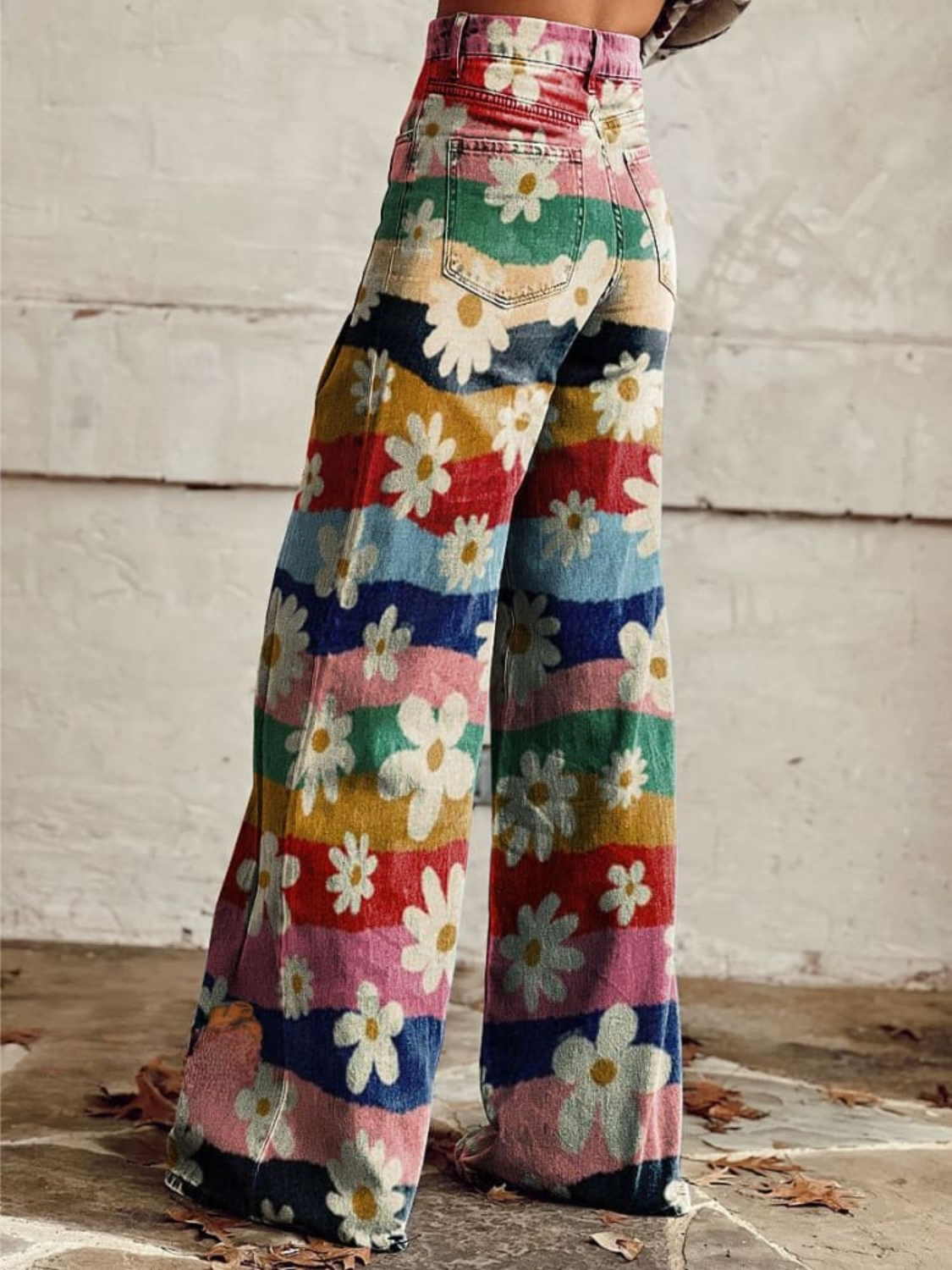 Léon - Calça elegante com estampa floral
